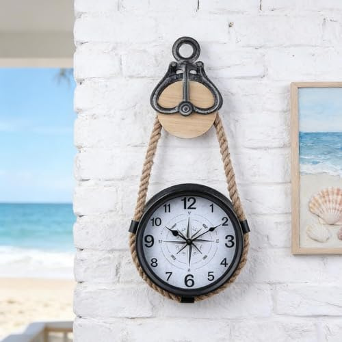 SIN&MI Retro Rust Wall Clock Non Ticking Large Iron Antique Hanging Clocks Vintage Innovative Classic, Silent Quartz Round Clock for Office Bedroom Living Room Decor