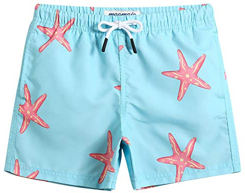 maamgic Bañador Niño Ropa de Baño para Niño Secado rápido Interior de Malla Short de Natación Estampado,Azul Claro,3 años