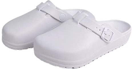 F Fityle Zuecos de enfermera, zapatillas transpirables para mujer, de enfermería, para enfermera, hotel, 38, Blanco
