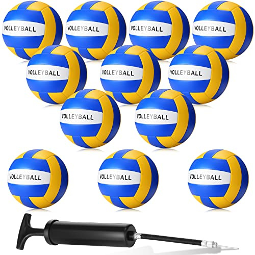 Jerify 12 Pcs Volleyball Official Size 5 Waterproof Soft Volleyball Kit Beach Volley Ball Pool Volley Balls for Beginner Teenager Adult Indoor Outdoor Beach Training Equipment(Blue, White, Yellow)
