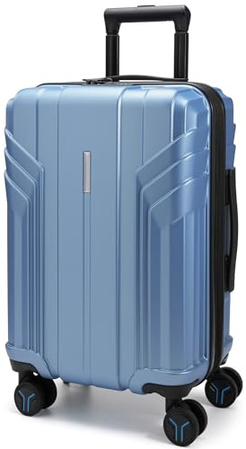 BAGSMART Expandable Carry On Luggage 22x14x9 Airline Approved, 1OO% PC Lightweight Hard Shell Suitcase, 20 Inch Travel Luggage with Spinner Wheels, Waterproof Rolling Suitcase,Blue