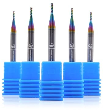 ARMOUR TOOLING - 1.5mm Tungsten Carbide Endmill Set - 3 Flute Sharp Corner Milling Cutter DLC coated - 5 Pack - CNC Tool - For Aluminium Finishing (1.5mm (5Pack))