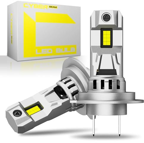 CYBERBEAM H7 LED Headlight Bulb for Car, 800% 30000LM 90W Super Bright H7 Headlight Bulb Conversion Kit,1:1 Mini Size,6500K White IP68 Waterproof,Plug and Play, Pack of 2