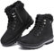 Snow Boots Womens Winter Boots Ankle Boots Waterproof Fur Lined Leather Walking Boots Lace Up Zipper Lightweight Outdoor Ladies Warm Shoes Non Slip Mid Calf Boots Black