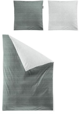 Irisette Mako-Satin Bettwäsche Wave 8557 Salbei, 1 Bettbezug 155 x 220 cm + 1 Kissenbezug 80 x 80 cm