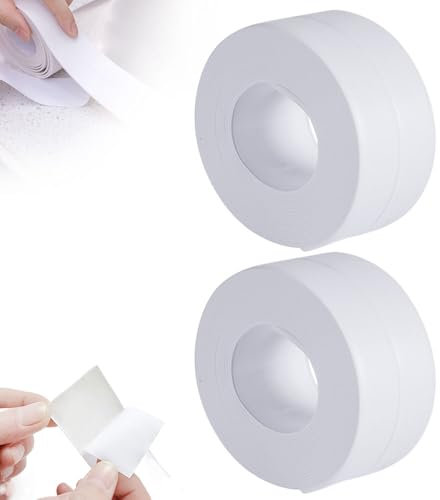 Matame Dichtungsband Selbstklebend, Fugendichtungsband, Dichtungsband Dusche, PVC Dichtungsstreifen Wasserdicht Klebeband, Dichtungsband für Küche,Badezimmer, Toilette, Wandecke 38 mm x 330cm (2PCS)