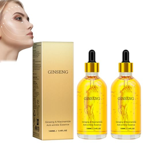 2PCS Ginseng Anti-Aging Gesichtsserum, Ginseng Essenz, Ginseng Serum, Reduzieren Sie feine Linien glätten Sie das Gesicht befeuchten Sie Haut, Gesichtspflege für alle Hauttypen