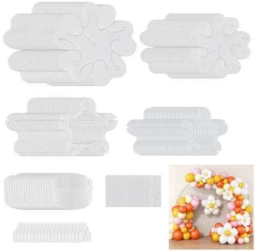 Anseom 140 Piezas Clips para Globos, 7 Estilos Clip para Globos en Forma de Flor Soporte Clips de Conectores de Globo Clips de Globo con Forma de Flor para Bodas Eventos Fiestas de Cumpleaños