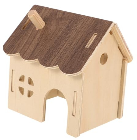 WEKAMOS Casetta in Legno per Porcellini D'india e Conigli Nani, Riparo Decorativo per Habitat di Criceti con Funzione di Intrattenimento e Spazio Confortevole