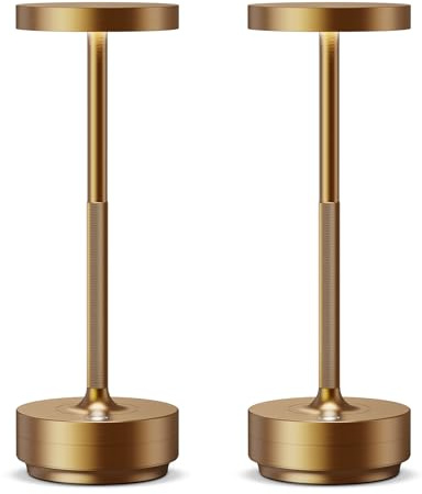 SLSMD Lampada da tavolo senza fili LED Ricaricabile Dimmerabile 5000mAh 3 Modalità di Luce Uso Interno/Esterno batteria Lunga Durata Trasportabile USB-C Lampada da tavolo (2x Bronzo)