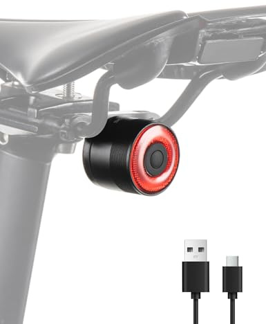 ROCKBROS Luce Posteriore per Bici, Fanale Posteriore Fanalino con Freno Intelligente, LED COB a 4 modalità Illuminazione, Impermeabile IPX6, USB Ricaricabile, 2 Modi Installazione Facile