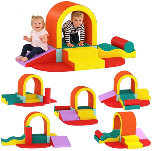 AIYAPLAY Parcours Motricité Bébé 10PCS, Mousse EPE, Housse PU, Multicolore
