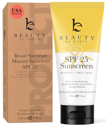 Sonnencreme : Bio Sonnenschutz LSF 25; Mit natürlichen und Biologischen Mineralien, Wasserabweisende Sonnenschutz-Lotion für Reisen, Sport oder Baby, Zink Oxid, UVA/UVB Filtersystem, für Empfindliche