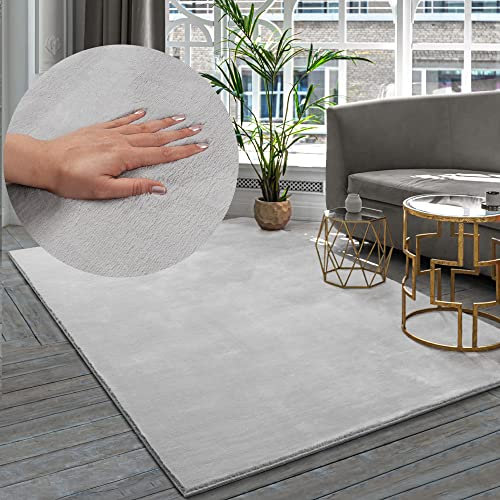 the carpet Premium Moderner Hochflor Langflor Wohnzimmer Teppich, Super Soft, Kunstfell, Flauschig, Felloptik, Grau, 200 x 290 cm
