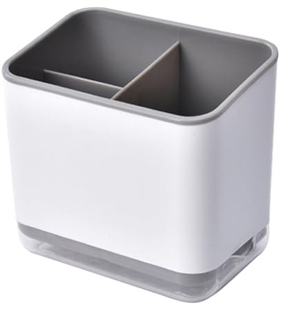 Greyoe Küchenutensilienhalter, Utensilienhalter, Multifunktions-Besteckregal mit 3 Fächern zum Abtropfen von Besteck (Grau)