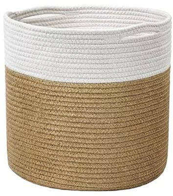YDQUANI Woven Cotton Rope Plant Basket for Flower Pot Indoor Planters, 25 x 25 cm Jute Foldable Storage Basket Organizer Modern Decor Household Laundry Basket