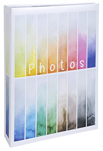 Exacompta - Rif. 62883E - Album fotografico a tasche RAINBOW - 300 foto 10 x 15 cm - 100 pagine - formato 22,5 x 32,5 cm - copertina in carta stampata sfondo bianco con sfumatura di colori - pellicola