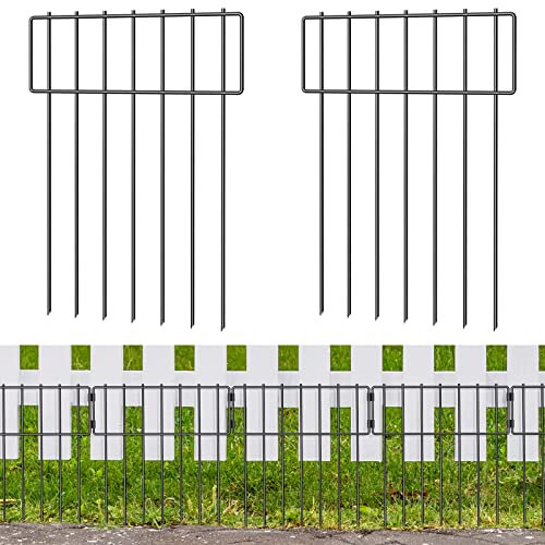 Lot de 10 clôtures de jardin en métal décoratives - 330 cm (l) x 41 cm (H) - Clôture de jardin en métal - Clôture de paysage en fer forgé - Clôture de paysage pour parterre de fleurs, arbres, barrière