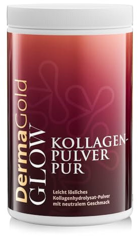 DermaGold glow Kollagen Pulver pur | 400 g | Markenkollagen aus reinem, hochgereinigten, bioaktiven Kollagenhydrolysat (Verisol®)