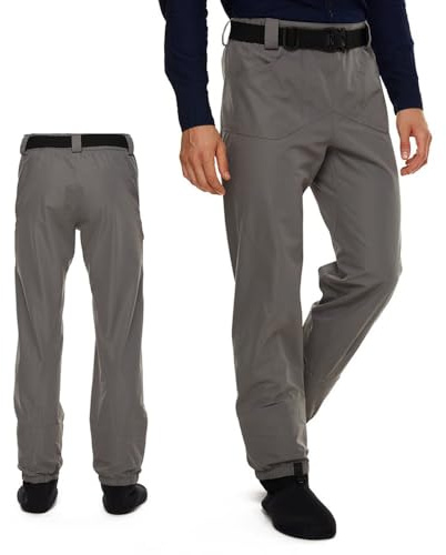 Mens Womens Waist Waders Breathable Waterproof 3-ply Durable Wading Pants with Neoprene Stockingfoot for Men Fly Fishing Kayaking