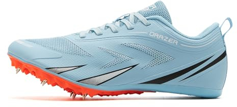 LEOCI Leichtathletikschuhe für Leichtathletik, Netzstoff, atmungsaktiv, leicht, langlebig, für Damen und Jungen, blau / schwarz, 43 1/3 EU