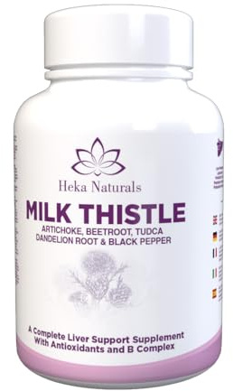Heka Naturals Milk Thistle Complex | 90 Capsules | Milk Thistle with Artichoke, Turmeric, Dandelion Root, Aloe Vera, Ginger, Red Raspberry & Zinc | Food Supplement