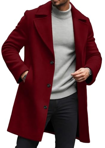 Oanviso Manteau Homme Hiver Long Laine Chaud Élégante Trench Coat Classique Manteaux Caban Parka Slim Fit Blazer Habillée Veste À Simple Boutonnée