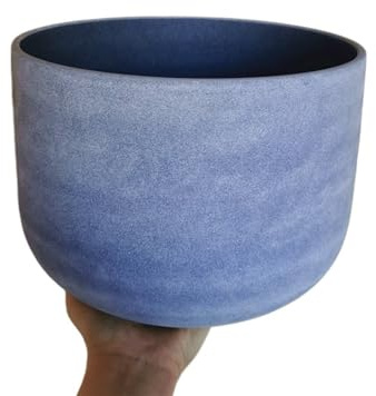 Klangskål i kristall-klangskål i kristall i frostad kvarts 440 Hz, 25 cm (10 tum), hjärtchakra (F 432 HZ)