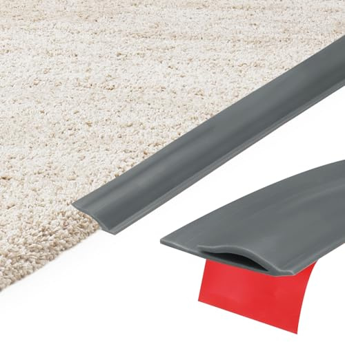 sourcing map 2 Pcs 3meters x 33mm x 5.5mm Carpet to Tile Transition Strip, Self-Adhesive Carpet Edge Strip, TPE Gap Cover, Laminate Edge Trim for Uneven Surfaces, Dark Gray