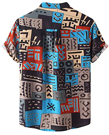 Hombres Camisas de Manga Corta - Estilo étnico Blusa de impresión Camisa de Playa Hawaiana Africano étnico de Gran tamaño Suave cómodo de Manga Corta Streetwear Top