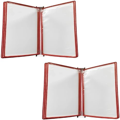 Aosyax Lot de 2 Porte-documents Muraux, Organiseurs Muraux Suspendus pour Rangement de Documents A4, 5 Panneaux d'Affichage Transparents par Unité (Soit 10 Panneaux au Total), Rouges