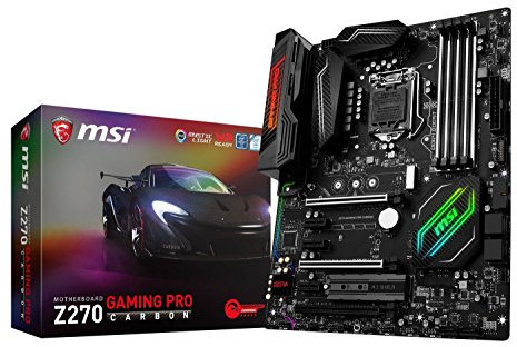 MSI Intel Z270 GAMING PRO CARBON 7th/6th Gen USB2 Motherboard - Black (Intel Core i3/i5/i7 Processor, LGA 1151, Dual Channel DDR4, USB 3.1, PCI-E 3.0, PCI-E x1, Sata 6 GB)