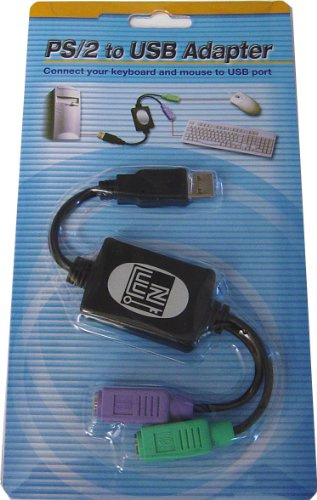 Adesso ADP-PU21 - PS/2 to USB Adapter, connects 2 PS/2 connectors to 1 USB port/hub,Black