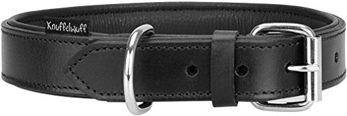 Knuffelwuff 13958-017 Weiches Lederhalsband Hund Hundehalsband Basic Plus, 55-65 cm, schwarz