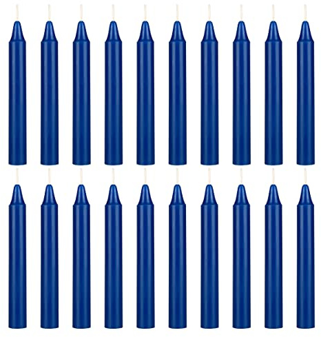Mega Candles 20 pcs Unscented Dark Blue Exquisite Mini Taper Spell Candles, 4 Inch Tall x 1/2 Inch Diameter, Magic Chimes, Enchantment, Casting Rituals, Witchcraft, Wiccan, Altar, Metaphysical