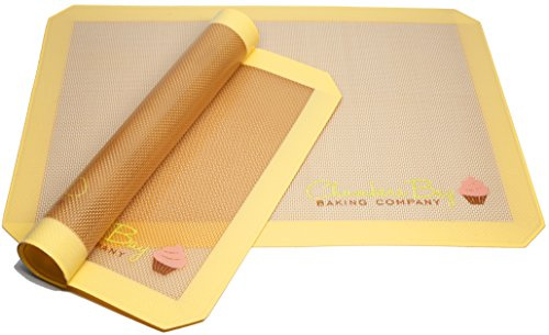 Silicone Baking Mat for Macaron- Two Half Sheet Mat Set 16.5 x 11 5/8 - Non Stick - Cookie Sheet - Baking Liner - Perfect for Oven, Pastry, Bacon, Cookies, Chicken, Pizza, Bread, Pastry Rolling