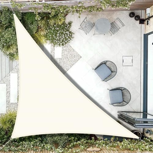 AXT SHADE Solsegel Impregnerad 4x4x5.65m Triangel Solskydd Aegel Vattentätt 95% UV-block för Markis Bolkong Trädgård-Grädde