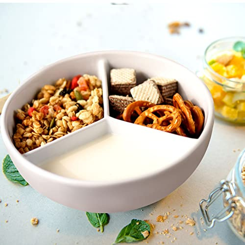 Cinf Ceramic Cereal Bowl 3 Section Separate Milk Keeps Fresh Crunchy Microwave Safe Anti Soggy Ice Cream Topping Yogurt Fries Ketchup Soup Salad Dessert Bowls Gifts