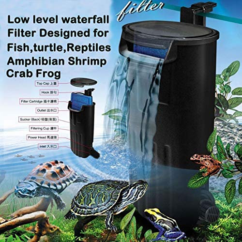 Aquarium Bio Filter Fish Tank Internal Filter Turtle Filter Waterfall Tank Water Clean Pump Bio-Filtration for Coldwater, Tropical Aquarium Turtle Shrimp Frog Crab Up to 130L (400L/H Aquarium filter)