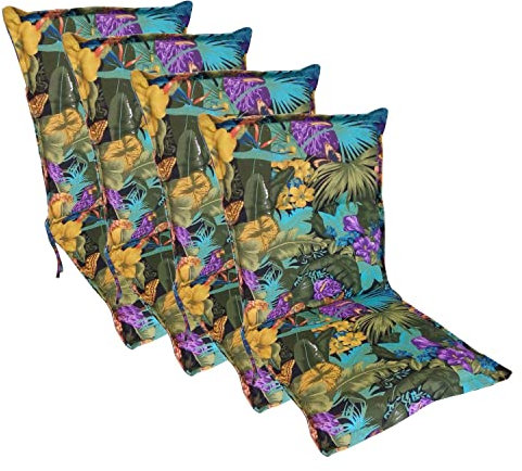 4X Niederlehner Polsterauflage 105x50 Stuhlkissen Sesselauflage Sitzpolster Garten Terrasse Balkon Wasserabweisend UV-beständig Innen Außen Garnitur Outdoor Indoor Stilvoll Stühle Liegen
