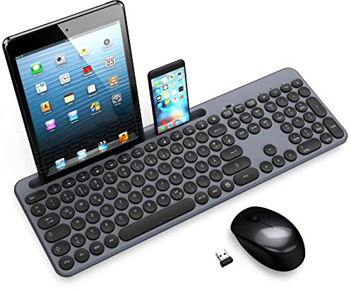 LeadsaiL Tastatur Maus Sets Kabellos,Ergonomische Maus und Tastatur,Funk PC Tastatur und Maus in Standardgröße,Deutsch QWERTZ-Layout, Leise-Klick-Taste,12 FN-Tasten Für Windows Computer, macOS, Laptop