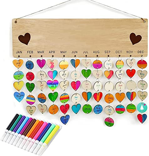 Wooden Birthday Calendar,Wooden Calendar Birthday Reminder,Birthday Calendar,Wall Hanging Plaque,DIY Wooden Crafts for Family Friends Birthday Reminder Home Wall Decor