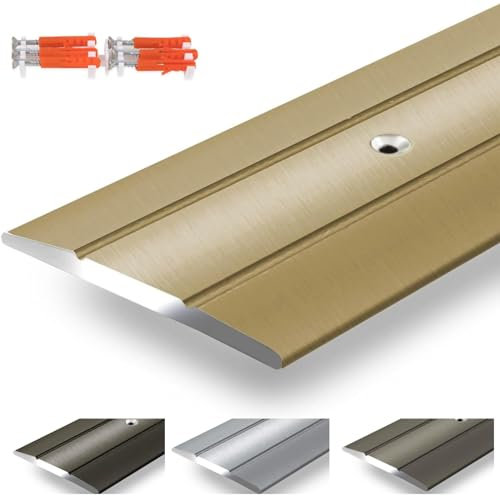 casa pura Profilé de transition Firm en aluminium | Forme C | Rail de transition anodisé, doré, 1 pièce, 90 cm de longueur, barre de recouvrement pré-percée | Largeur 36 mm