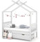 LAPOOH Babybett mit Schublade, Babybett, Hausbett, Baby Bett, Betten, Weiß Massivholz Kiefer 70x140 cm