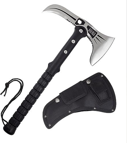 KHU Hacha Supervivencia Hacha leña Tomahawk Hacha Bushcraft Hacha de Camping - con Funda para Caza, Pesca, Camping, Outdoor, Supervivencia y Bushcraft