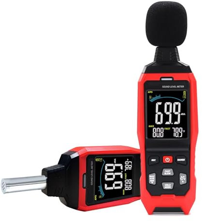 Medidor de decibelios, medidor de nivel de sonido, medidor de alta precisión, medidor de ruido con A/C/Z, medidor de ruido con grabación de 30 – 130 dB con retroiluminación
