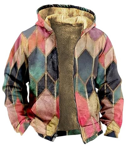 KONG JIMFAN Sweatjacke Herren Gym Shirt Janker Herren Rennrad Jacke Herren Daunen Winterjacke Herren Mens Jacket Fleece Pullover Herren Double Sided Jacket Herren Sweatjacke(Khaki,XL)