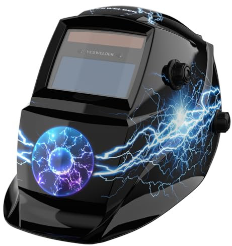 YESWELDER Careta Soldar Automatica Color Verdadero 92.5x42.5mm, Mascara de Soldar Alimentada Energía Solar, Capucha Casco de Soldadura Sombra Ancha 4/9-13 para TIG MIG ARC Grind
