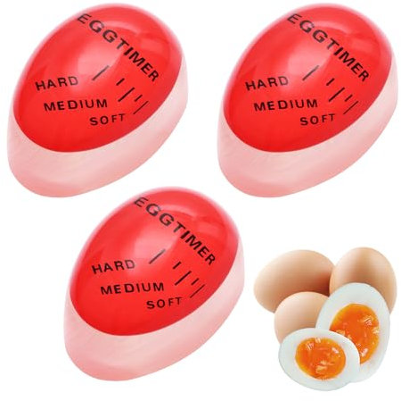 3 Pezzi Timer per Uova, Indicatore per Cottura Uova, Cucinare Soft, Medium o Hard Riutilizzabile Cambiare Colore Timer Uova Durevole e Non Tossico Sicuro Strumento Cucina