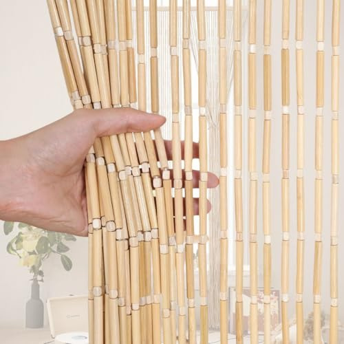 Bamboo Beaded Curtain For Doorway 70x180cm 90x200cm 100x200cm 120x200cm Handmade Doorway Bohemian Beads String Curtain, For Interior Decoration And Partitions(Natural,120x200cm)